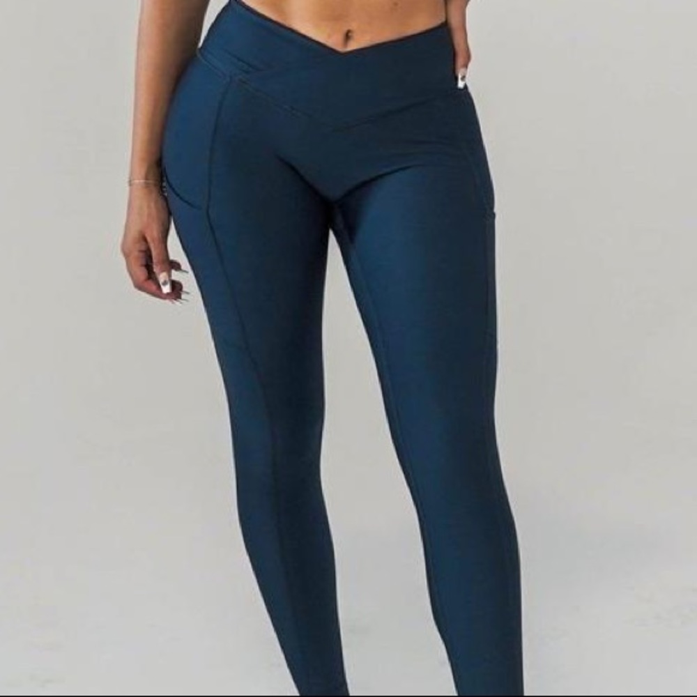Obsession dark blue/teal booty lift leggings